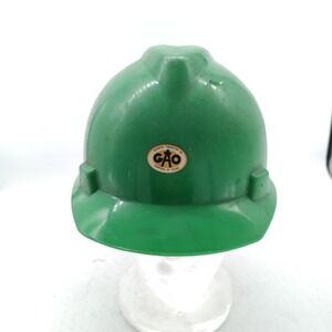 Vintage MSA V-Gard Green Hard Hat General American Oil Co of Texas GAO USA Made